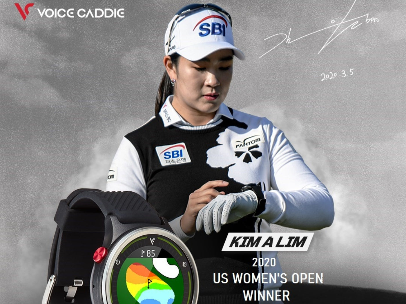 Kim A Lim 2020 US Women's Open Winner wearing Voice Caddie T7