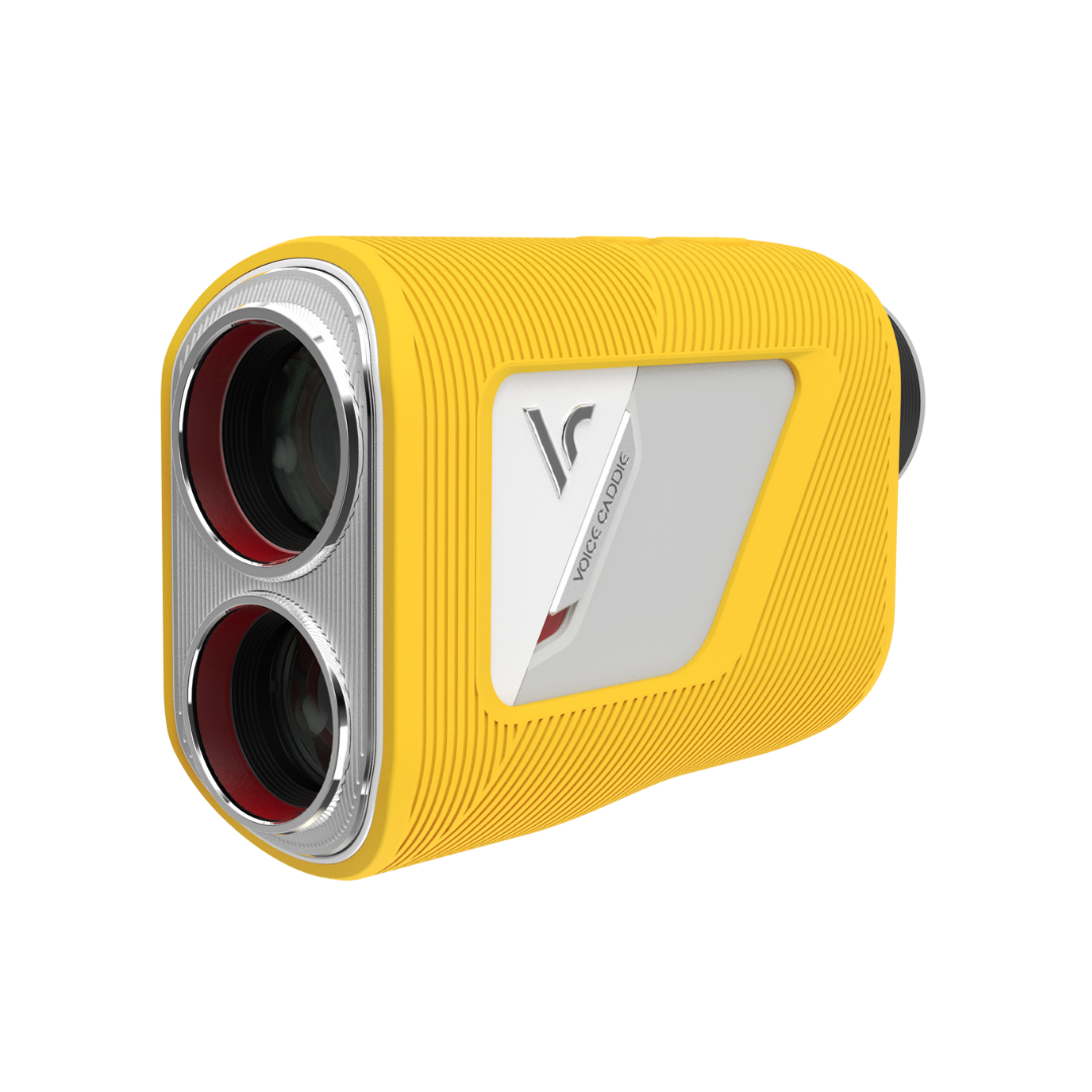 voice caddie tl1 golf laser rangefinder with yellow sleeve
