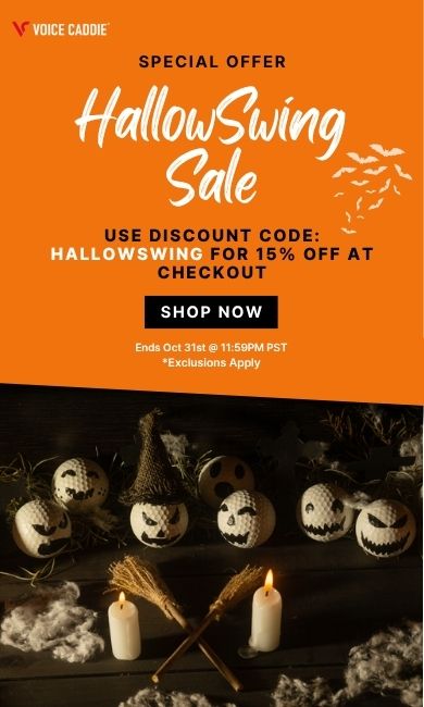 Promotional flyer for HallowSwing Sale with pumpkins and candles on an orange background - Mobile