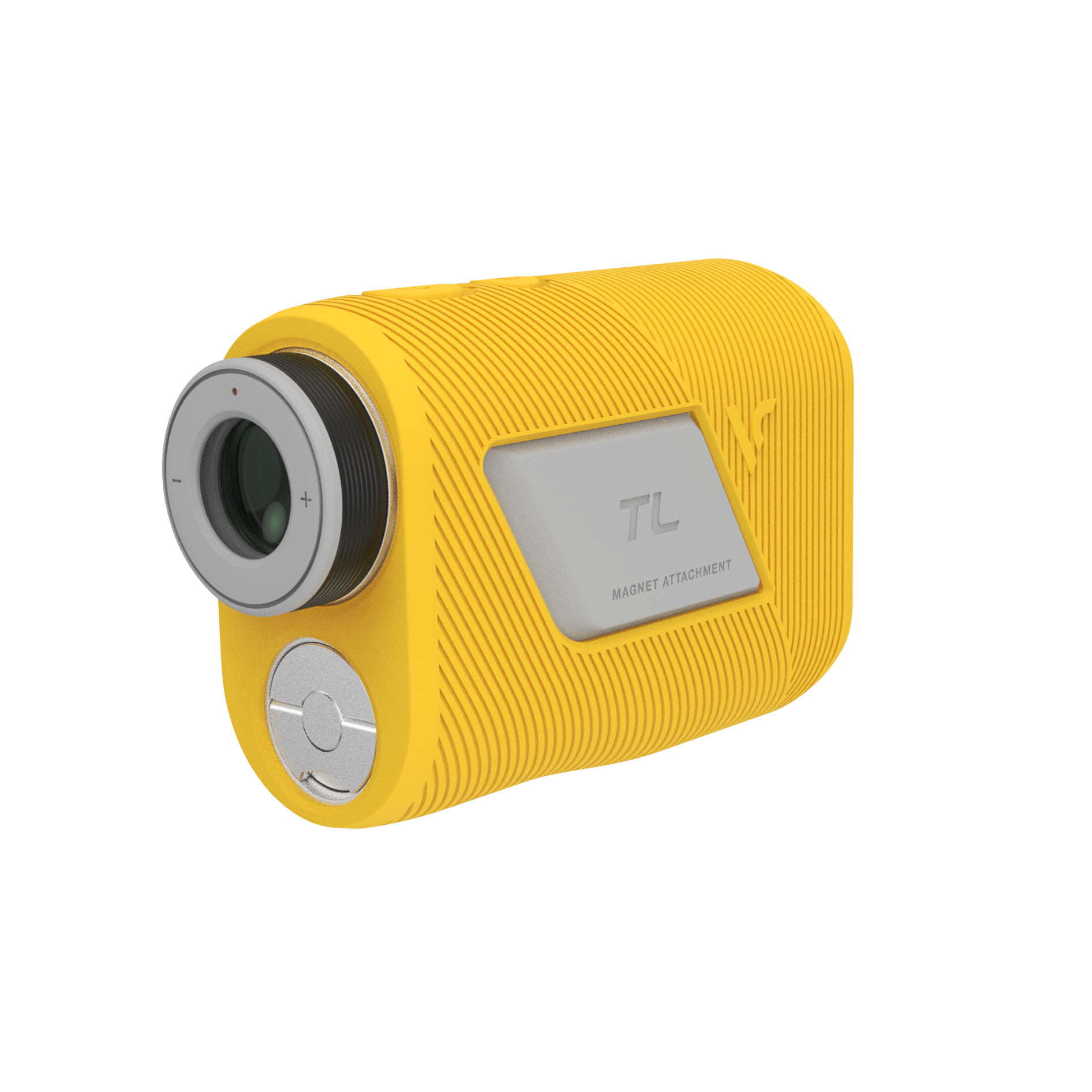 voice caddie tl1 golf laser rangefinder with yellow sleeve back side view