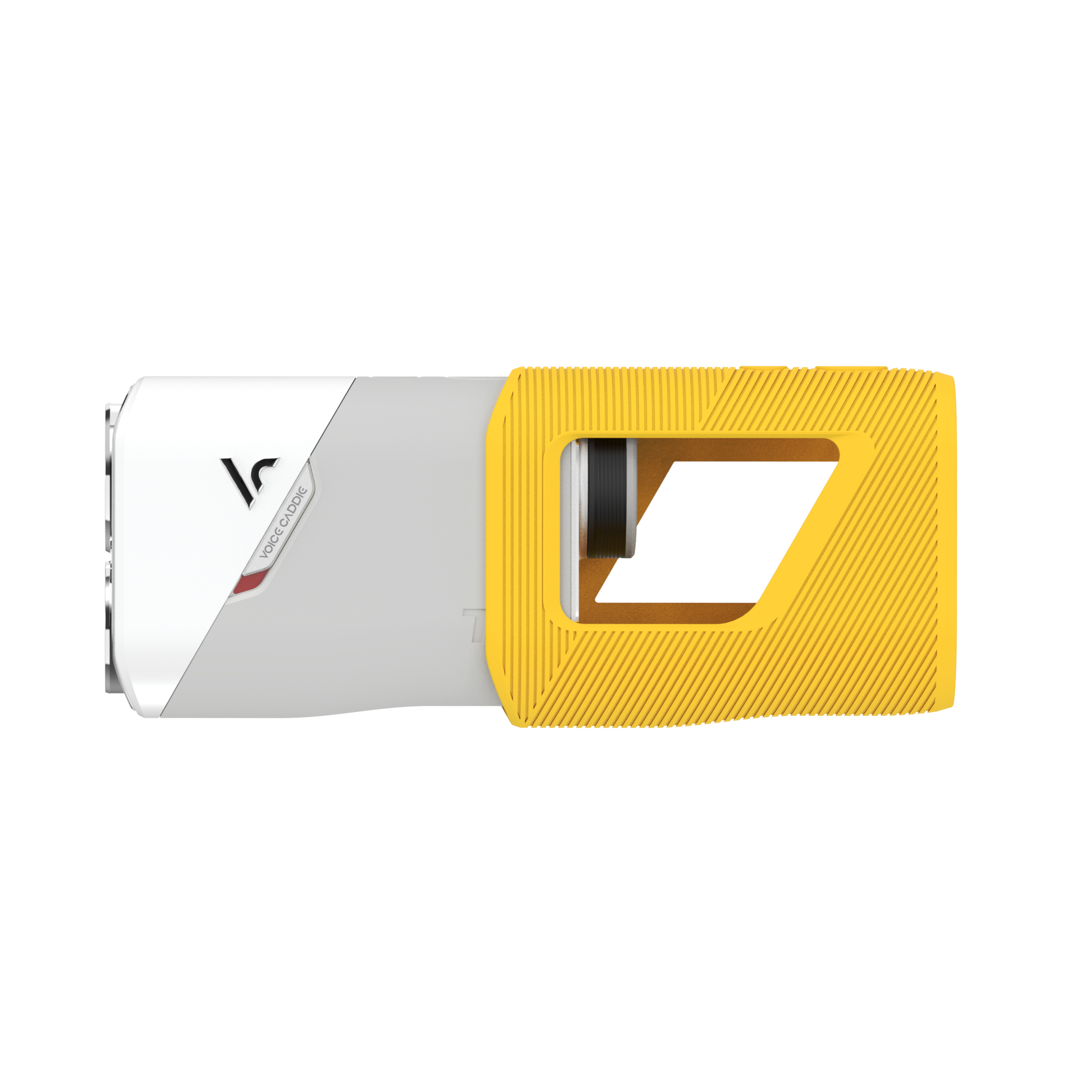 voice caddie tl1 golf laser rangefinder taken out of yellow sleeve